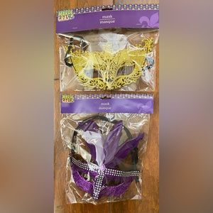 Mardi Gras Masks In Yellow And Purple